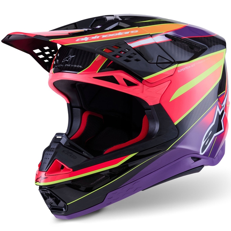 Motokrosová helma Alpinestars Supertech S-M10 Era růžovo-fialovo-fluo žlutá