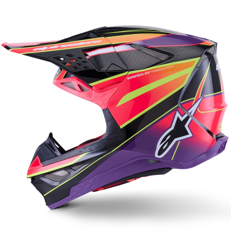 Motokrosová helma Alpinestars Supertech S-M10 Era růžovo-fialovo-fluo žlutá