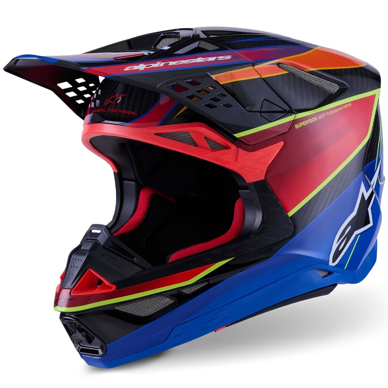 Motokrosová helma Alpinestars Supertech S-M10 Era modro-červeno-fluo žlutá