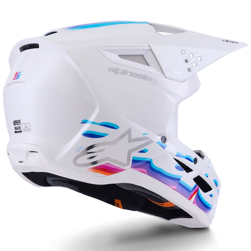 Motokrosová helma Alpinestars S-M3 Force bílo-žluto-růžovo-fialová