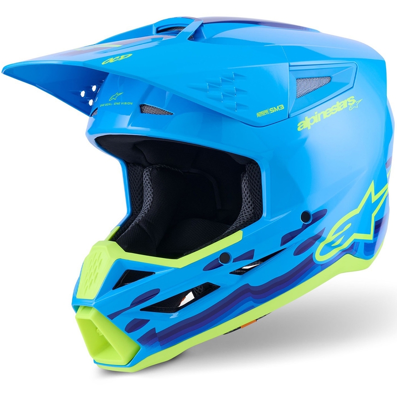 Motokrosová helma Alpinestars S-M3 Force modro-fluo žlutá