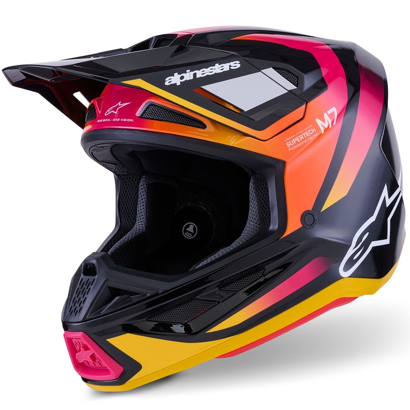Motokrosová helma Alpinestars SM7 Rise černo-žluto-fluo růžová