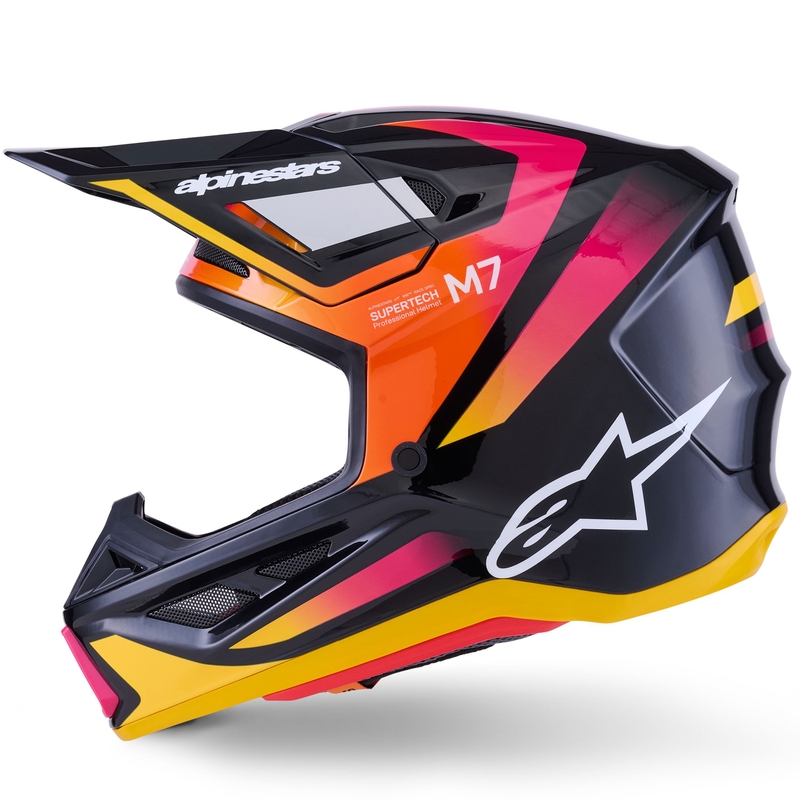 Motokrosová helma Alpinestars SM7 Rise černo-žluto-fluo růžová