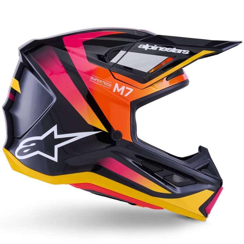Motokrosová helma Alpinestars SM7 Rise černo-žluto-fluo růžová