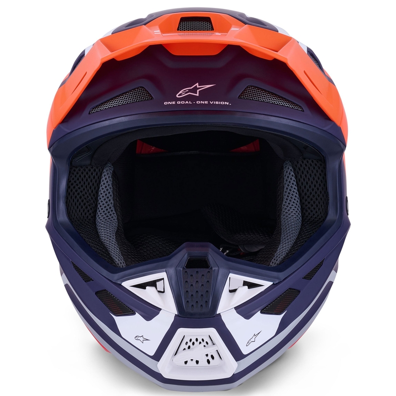 Motokrosová helma Alpinestars SM7 Core matná oranžovo-modro-bílá