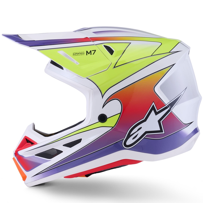 Motokrosová helma Alpinestars SM7 Fuse bílo-fluo žluto-fialová