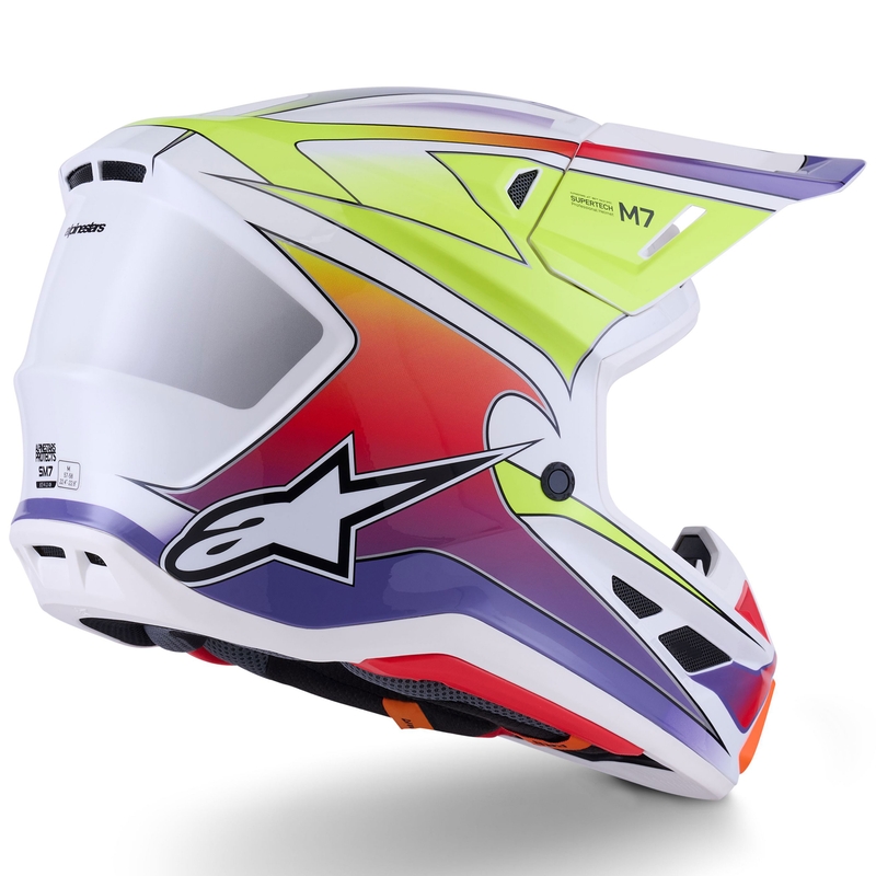 Motokrosová helma Alpinestars SM7 Fuse bílo-fluo žluto-fialová