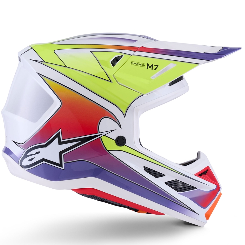 Motokrosová helma Alpinestars SM7 Fuse bílo-fluo žluto-fialová