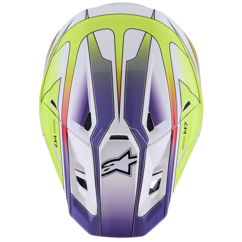Motokrosová helma Alpinestars SM7 Fuse bílo-fluo žluto-fialová