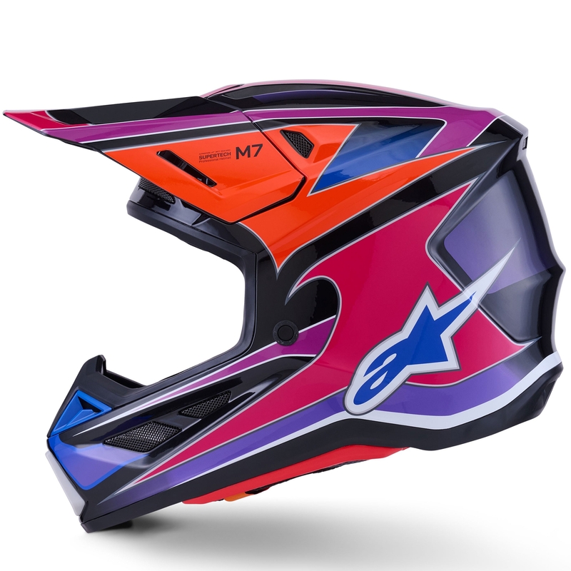Motokrosová helma Alpinestars SM7 Fuse modro-fialovo-růžová