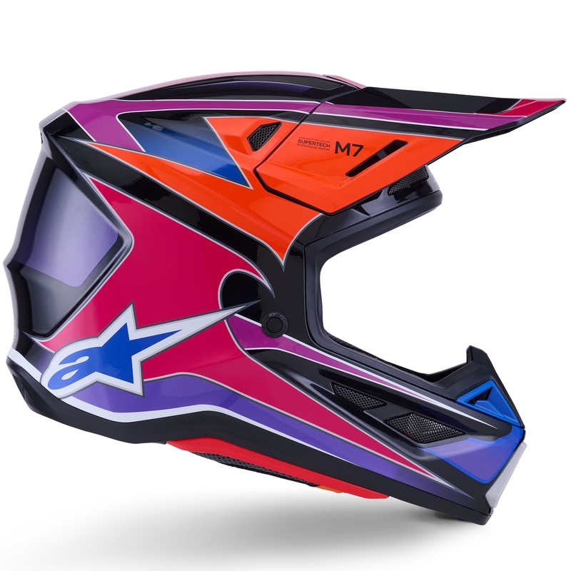 Motokrosová helma Alpinestars SM7 Fuse modro-fialovo-růžová