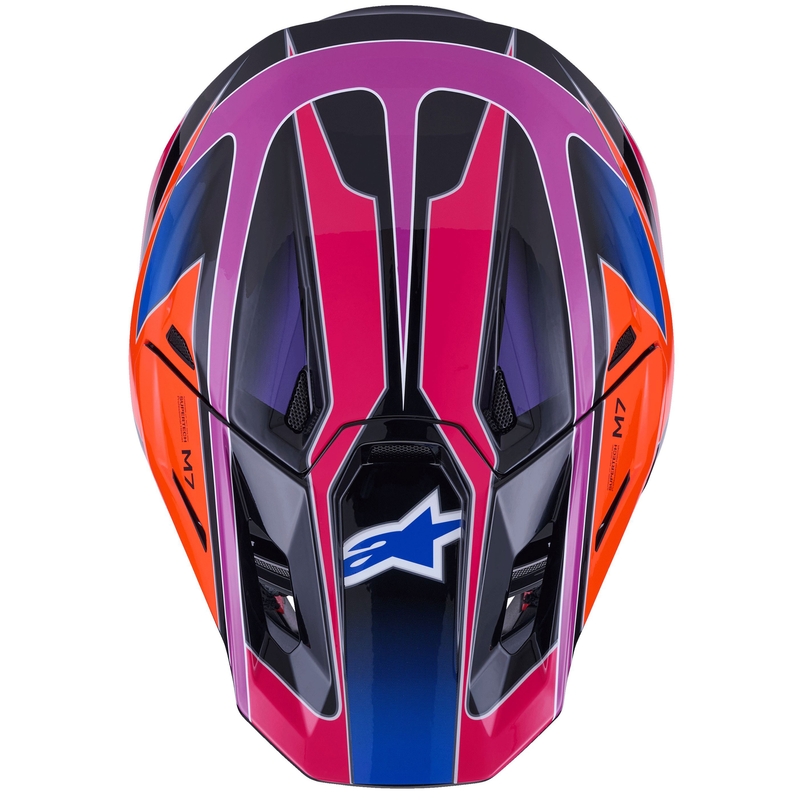 Motokrosová helma Alpinestars SM7 Fuse modro-fialovo-růžová