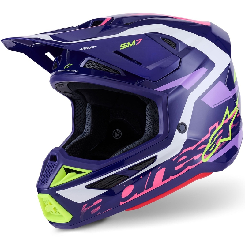 Motokrosová helma Alpinestars SM7 Deed fialovo-růžovo-bílo-fluo žlutá