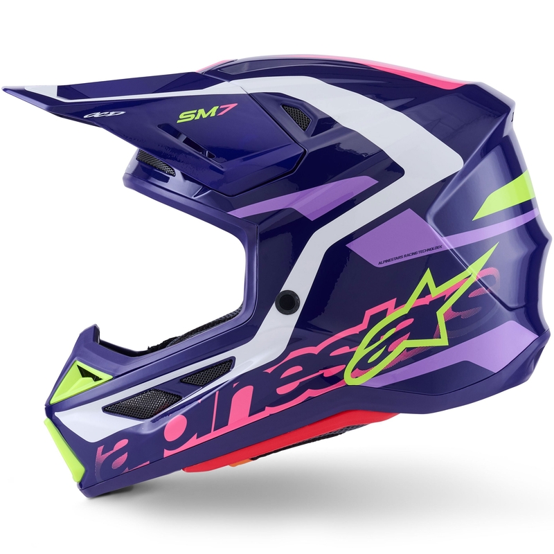 Motokrosová helma Alpinestars SM7 Deed fialovo-růžovo-bílo-fluo žlutá