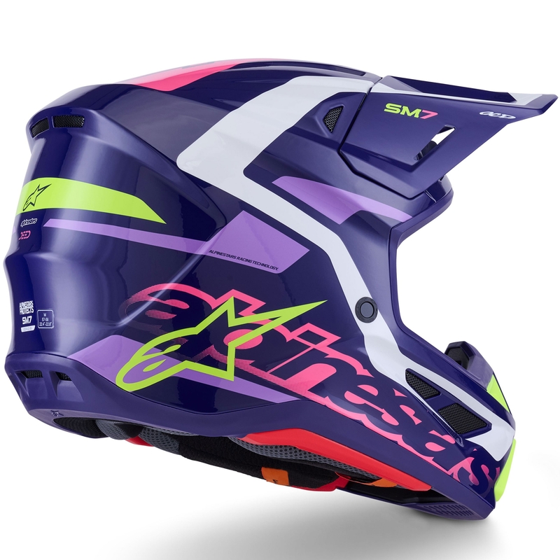 Motokrosová helma Alpinestars SM7 Deed fialovo-růžovo-bílo-fluo žlutá