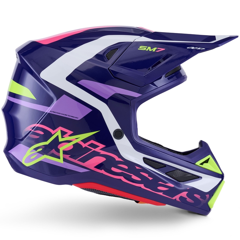 Motokrosová helma Alpinestars SM7 Deed fialovo-růžovo-bílo-fluo žlutá