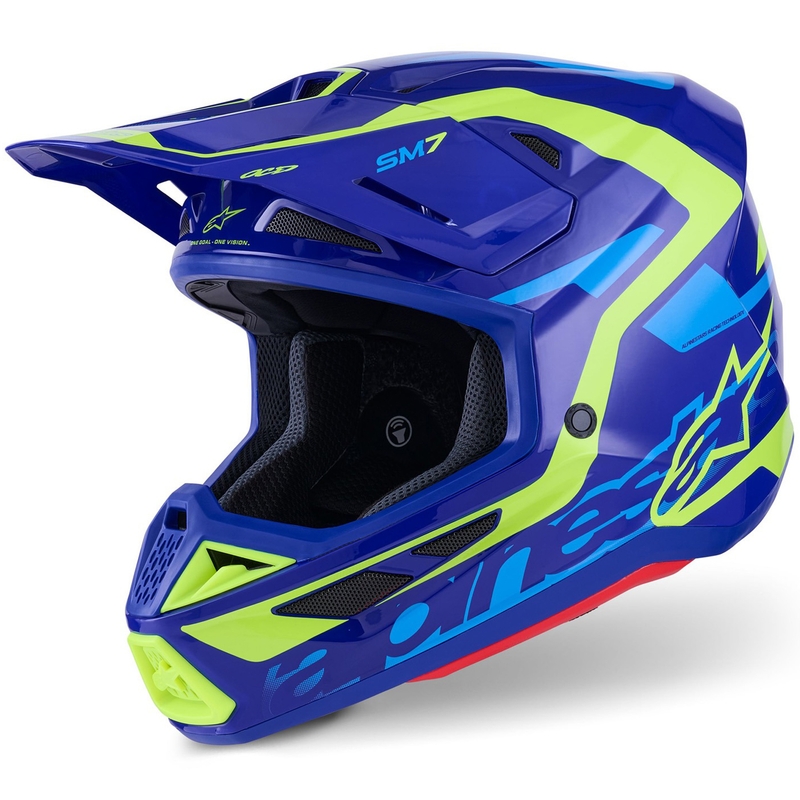 Motokrosová helma Alpinestars SM7 Deed modro-fluo žlutá