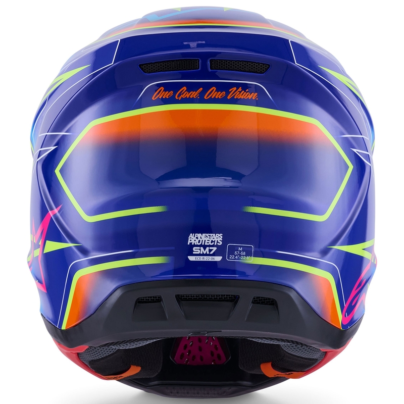 Motokrosová helma Alpinestars SM7 Cast modro-růžovo-fluo žlutá