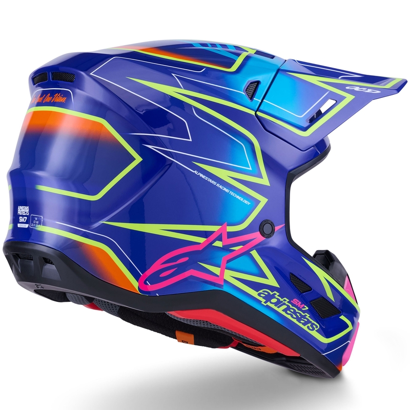 Motokrosová helma Alpinestars SM7 Cast modro-růžovo-fluo žlutá