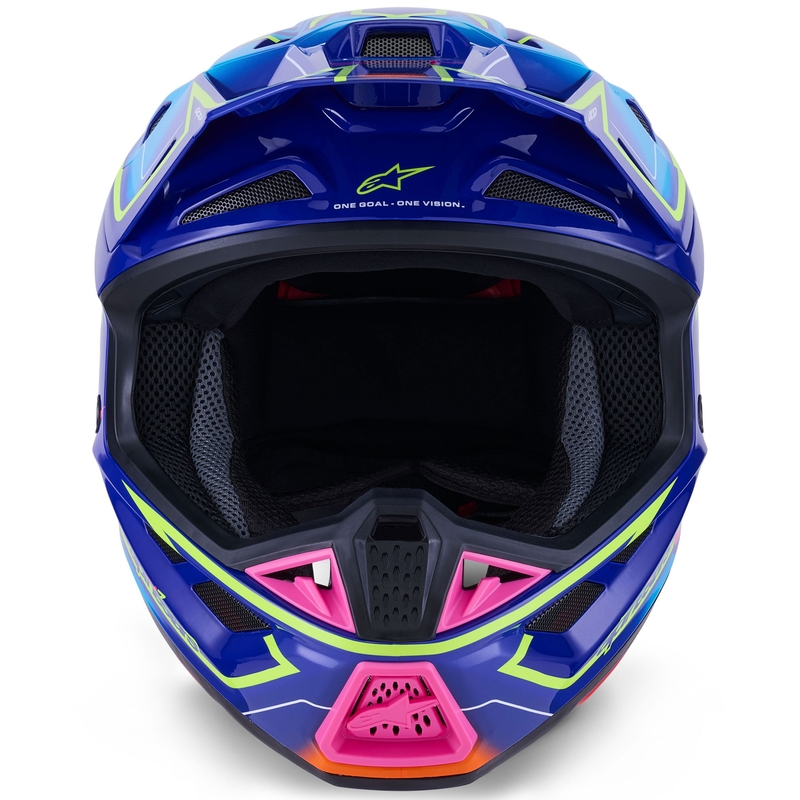 Motokrosová helma Alpinestars SM7 Cast modro-růžovo-fluo žlutá
