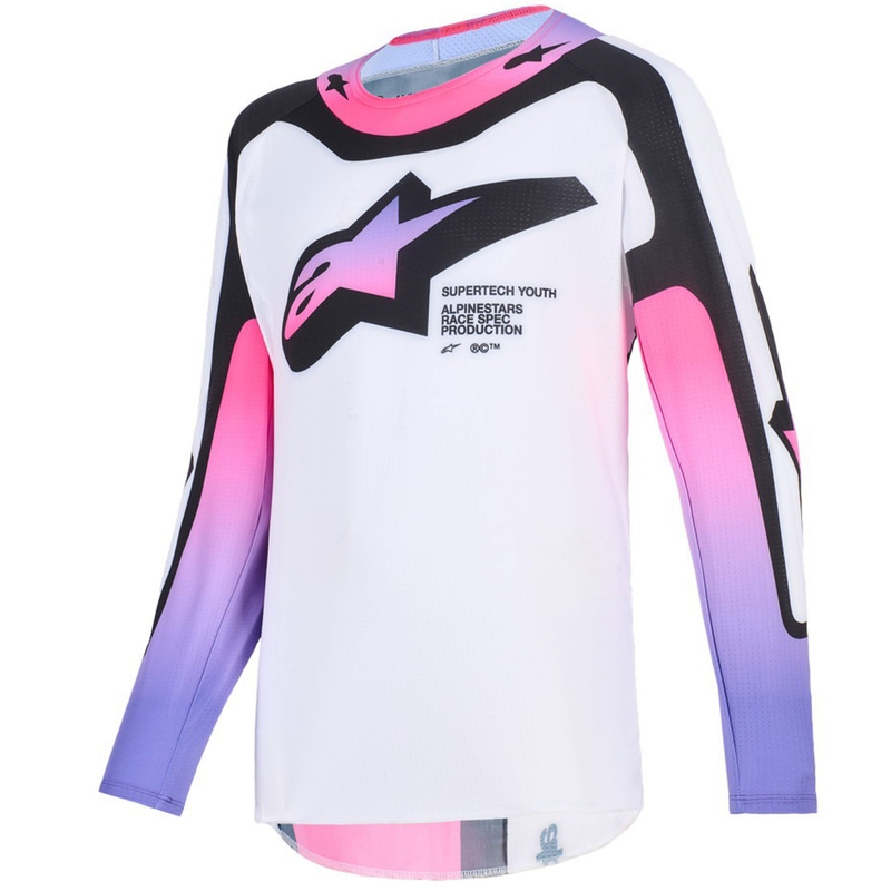 Dětský motokrosový dres Alpinestars Supertech Vista Youth bílo-fialovo-černý