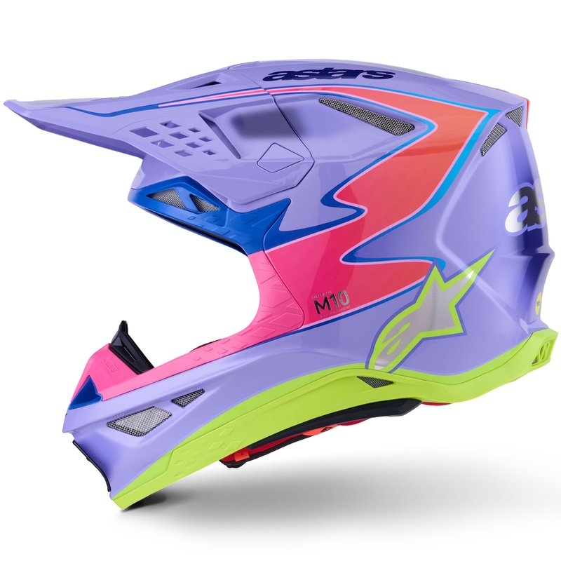 Motokrosová helma Alpinestars S-M10 JETT LAWRENCE R01 fialovo-fluo růžovo-fluo žlutá
