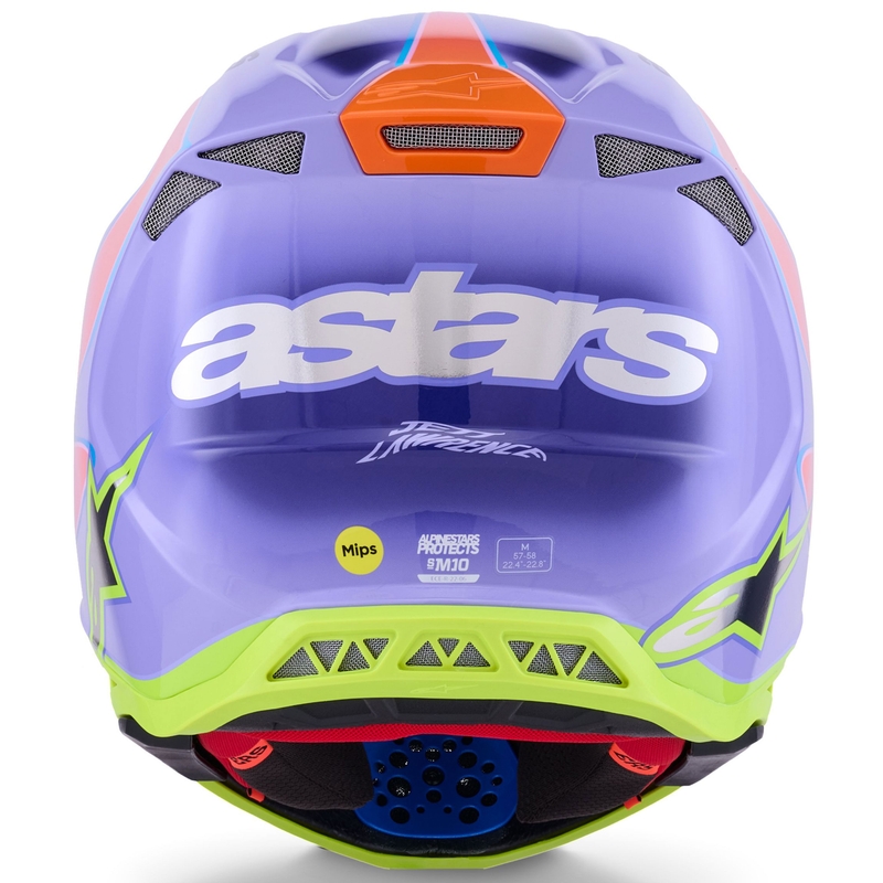 Motokrosová helma Alpinestars S-M10 JETT LAWRENCE R01 fialovo-fluo růžovo-fluo žlutá