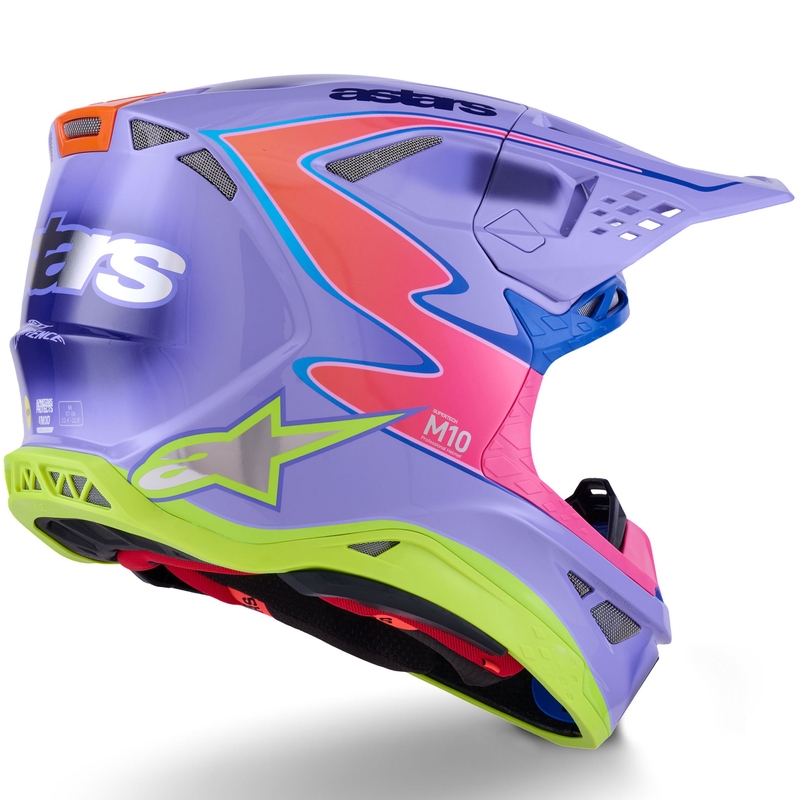 Motokrosová helma Alpinestars S-M10 JETT LAWRENCE R01 fialovo-fluo růžovo-fluo žlutá