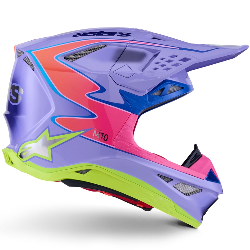 Motokrosová helma Alpinestars S-M10 JETT LAWRENCE R01 fialovo-fluo růžovo-fluo žlutá