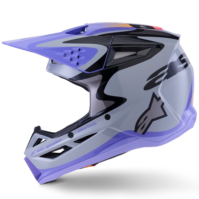 Dětská motokrosová helma Alpinestars S-M3 edice JETT LAWRENCE šedo-fialovo-černá