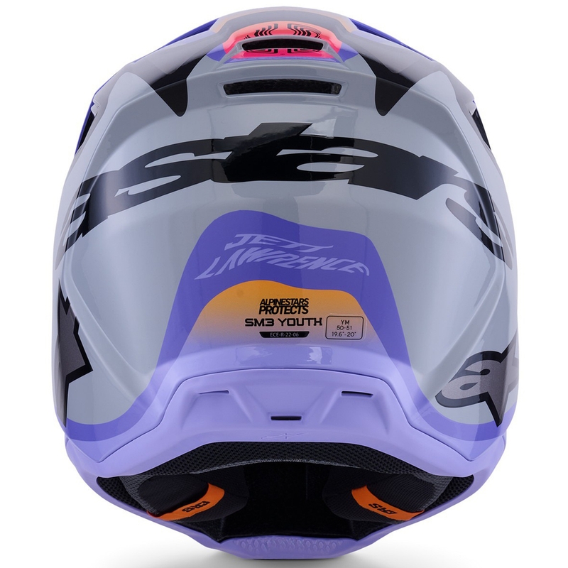 Dětská motokrosová helma Alpinestars S-M3 edice JETT LAWRENCE šedo-fialovo-černá
