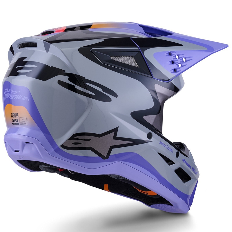 Dětská motokrosová helma Alpinestars S-M3 edice JETT LAWRENCE šedo-fialovo-černá