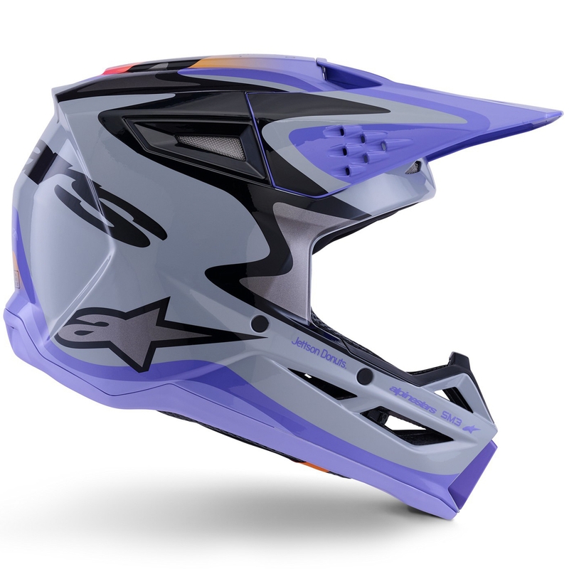 Dětská motokrosová helma Alpinestars S-M3 edice JETT LAWRENCE šedo-fialovo-černá