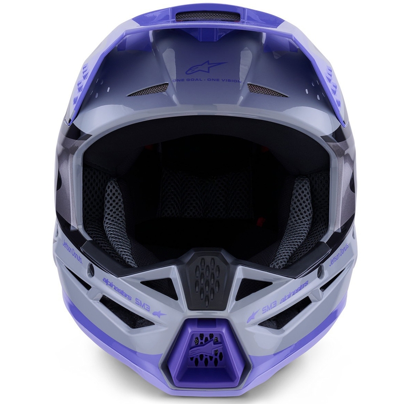 Dětská motokrosová helma Alpinestars S-M3 edice JETT LAWRENCE šedo-fialovo-černá