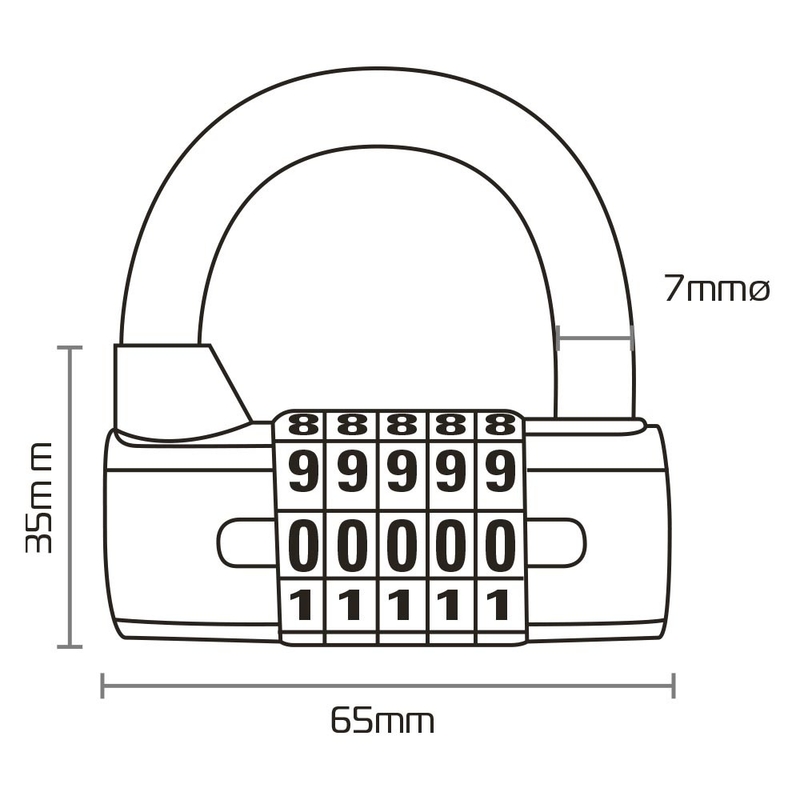 Zámek U profil Oxford 5-DIGIT černý