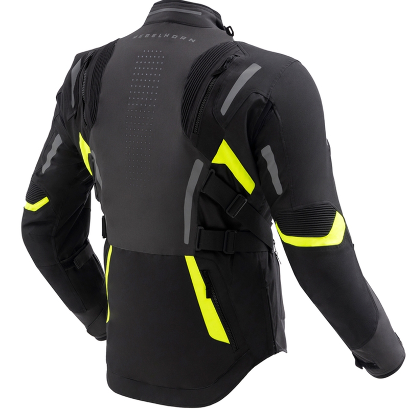Bunda na motorku Rebelhorn Hiker IV černo-antracitovo-fluo žlutá