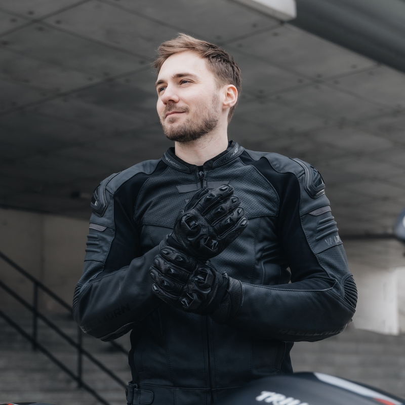 Kožená bunda na motorku Rebelhorn Vandal černá