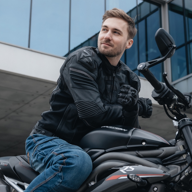 Kožená bunda na motorku Rebelhorn Vandal černá