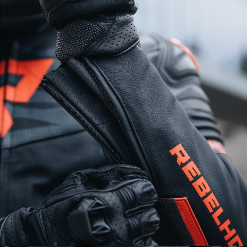 Kožená bunda na motorku Rebelhorn Vandal černo-červená