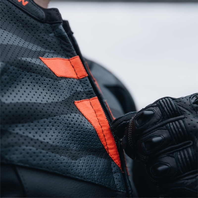 Kožená bunda na motorku Rebelhorn Vandal černo-červená