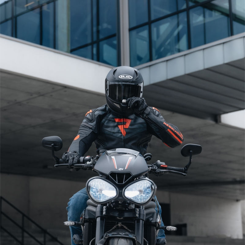 Kožená bunda na motorku Rebelhorn Vandal černo-červená