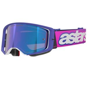Motokrosové brýle Alpinestars Supertech Vision Vista fialovo-fluo růžové se zrcadlovým modrým zorníkem