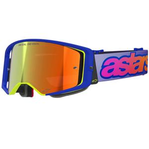 Motokrosové brýle Alpinestars Supertech Vision Vista modro-žluto-fialové se zrcadlovým červeným zorníkem