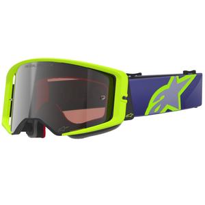 Motokrosové brýle Alpinestars Supertech Vision Corp fialovo-žluté se zrcadlovým stříbrným zorníkem