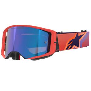 Motokrosové brýle Alpinestars Supertech Vision Corp oranžovo-fialové se zrcadlovým modrým zorníkem