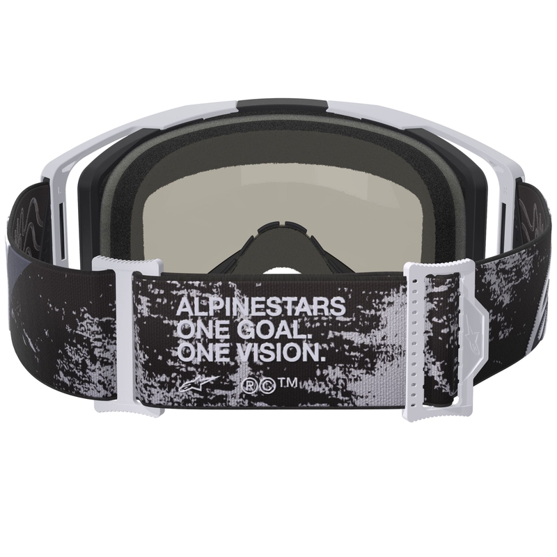 Motokrosové brýle Alpinestars Supertech Vision 8 Lahnd bílo-černé se zrcadlovým stříbrným zorníkem