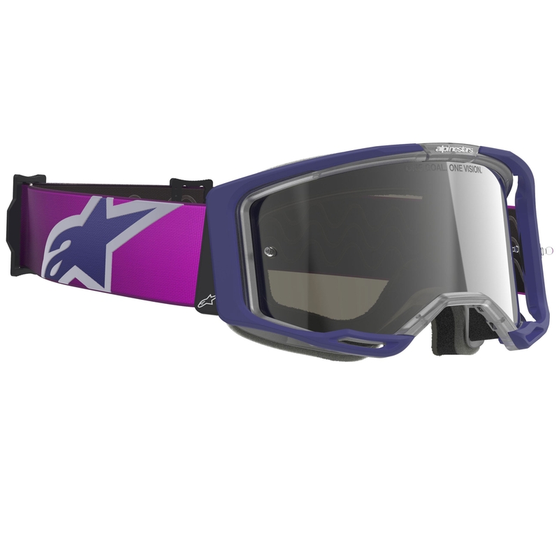Motokrosové brýle Alpinestars Vision 8 Corp fialovo-čiré se zrcadlovým stříbrným zorníkem