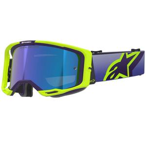 Motokrosové brýle Alpinestars Vision 8 Corp fluo žluto-fialové se zrcadlovým modrým zorníkem