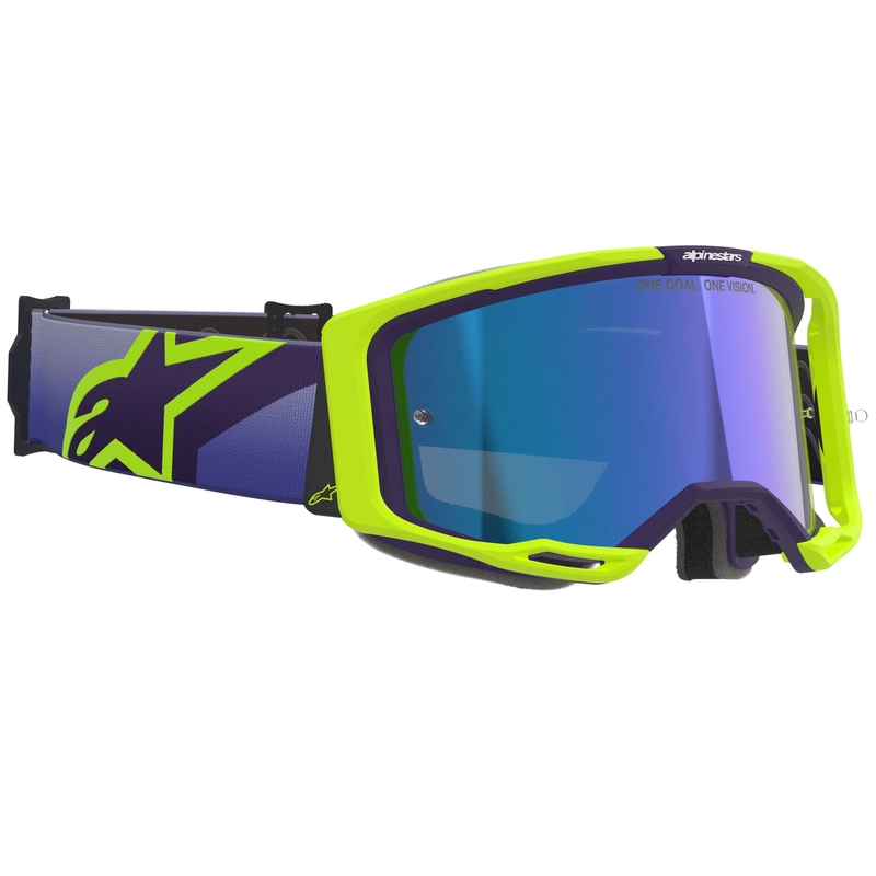 Motokrosové brýle Alpinestars Vision 8 Corp fluo žluto-fialové se zrcadlovým modrým zorníkem