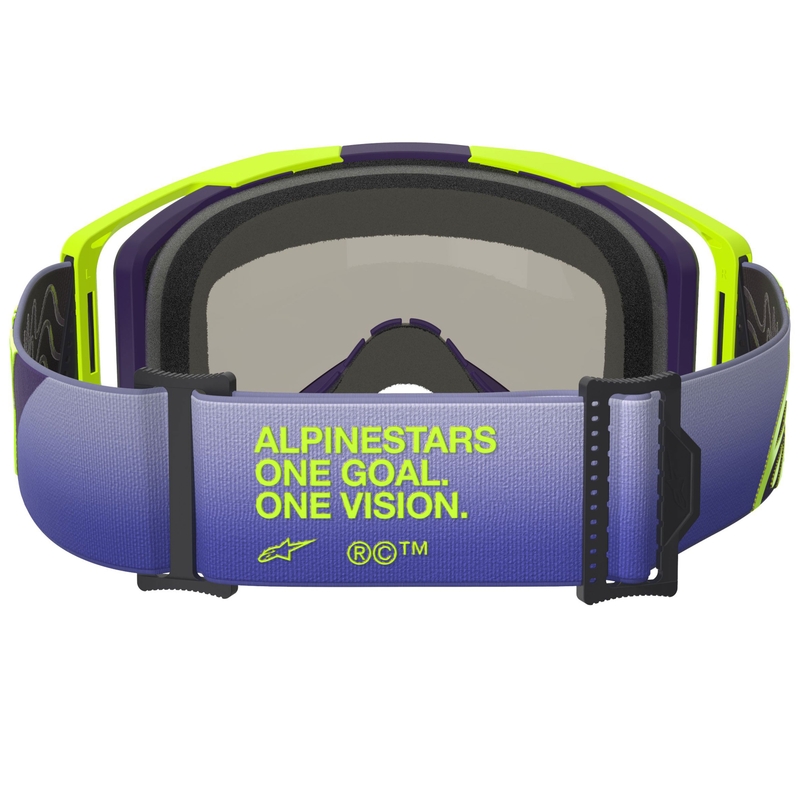 Motokrosové brýle Alpinestars Vision 8 Corp fluo žluto-fialové se zrcadlovým modrým zorníkem